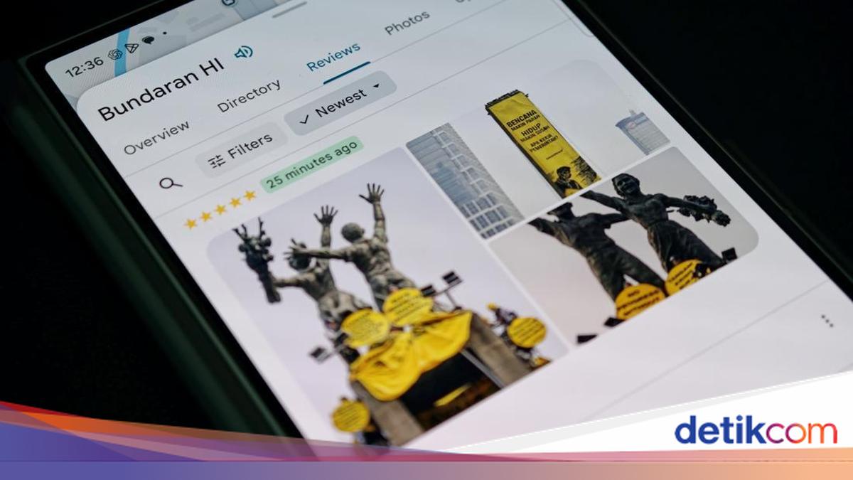 Maposz Foto Aksi Greenpeace Ramai Muncul di Review Google Maps Bundaran HI