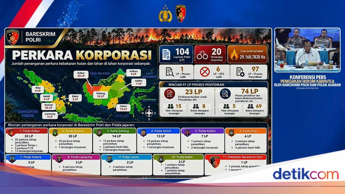 Polri Names 20 Corporations, Including Foreign Firms, as Forest Fire Suspects