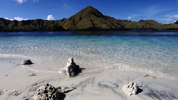 Wisatawan menikmati keindahan alam Taman Nasional Komodo dari atas bukit Gili laba, Labuan Bajo, Flores, Beberapa waktu lalu. Taman nasional komodo yang telah terpilih menjadi new 7 wonder selain menyajikan alam yang sangat indah juga memiliki hewan khas komodo yang mendiami Pulau rinca dan Pulau Komodo.