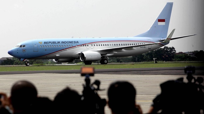 Pesawat Kepresidenan Republik Indonesia telah tiba di Bandara Halim Perdanakusumah, Jakarta Timur. Pesawat Boeing Bussines Jet (BBJ)-2 yang dibuat pada 2013 seharga US$ 91,2 Juta.