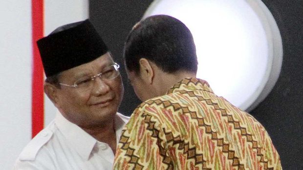 Jokowi dan Prabowo saat Debat Capres 2014.