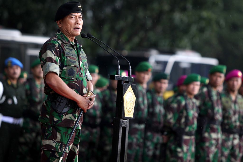 Menjelang Pilpres 2014, Panglima TNI Jenderal Moeldoko memberikan pengarahan kepada satuan pasukan khusus, Kostrad, dan Kodam Jaya. Dalam arahan kepada para prajuritnya, dirinya meminta seluruh personel TNI untuk menjalankan tugas dengan netral, tegas, dan profesional.