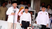 Di Pilpres 2014, Prabowo berpasangan dengan Hatta Rajasa, yang saat itu merupakan Ketum PAN. Prabowo-Hatta diusung oleh Gerindra, PAN, PPP, PKS, Golkar, dan PBB. Namun, Prabowo kalah oleh pasangan Jokowi-JK. (Foto: Rengga Sancaya)