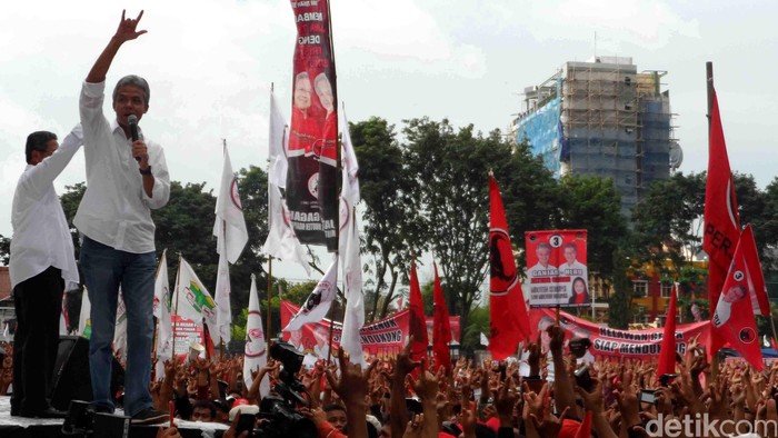Kampanye Terbuka Ganjar Pranowo di Semarang yang dihadiri Puan Maharani, Megawati, dan Tjahyo Kumolo. File/detikFoto.