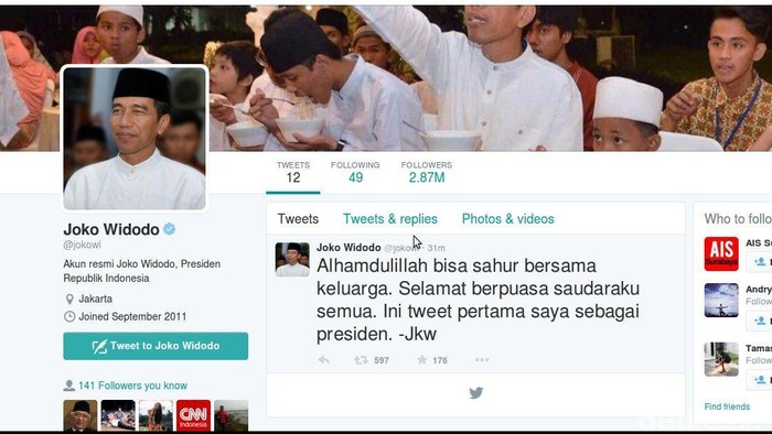 Cuitan Pertama Presiden Jokowi di Hari Ulang Tahunnya