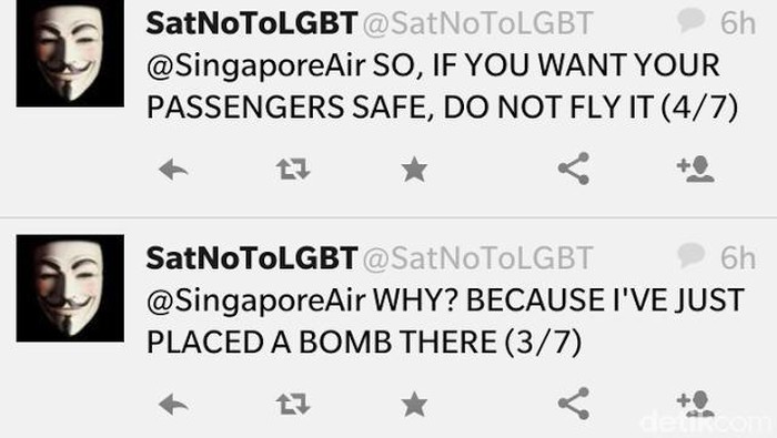 Ilham Ancam Singapore Airlines dengan Bom Lewat Akun Twitter