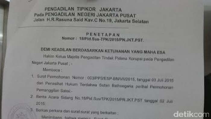 Pengacara Sutan Bhatoegana Protes Komisioner KPK Tolak Hadir di Sidang