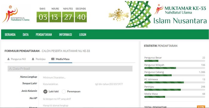 Pertama Kali Gunakan Registrasi Online, Pendaftar Muktamar Baru 30 Persen