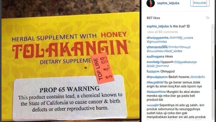 Terbukti Tak Ada Logam Berat, Label Warning Tolak Angin di AS Dicopot