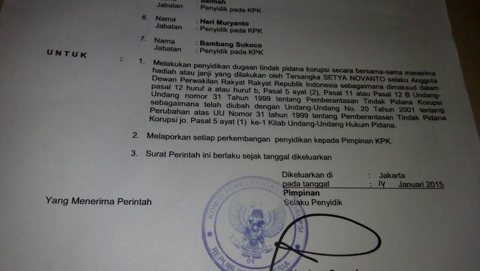 Hoax Sprindik KPK Tentang Setya Novanto Tersangka
