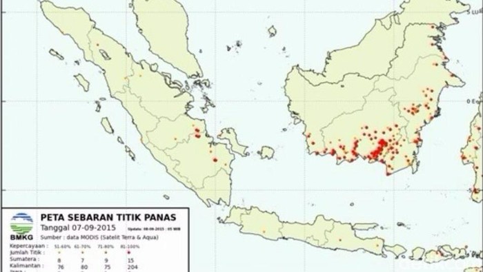 Wajah Sumatera dan Kalimantan via Satelit kala Terpapar Titik Panas