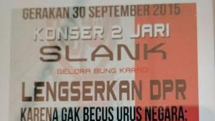 Polda Metro: Tidak Ada Konser Slank pada 30 September untuk Turunkan DPR