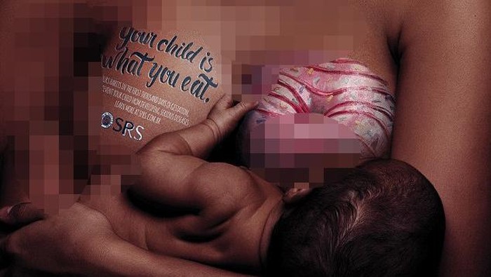 Ekstrem! Iklan ini Bergambar Ibu Susui Anaknya dengan Junk Food