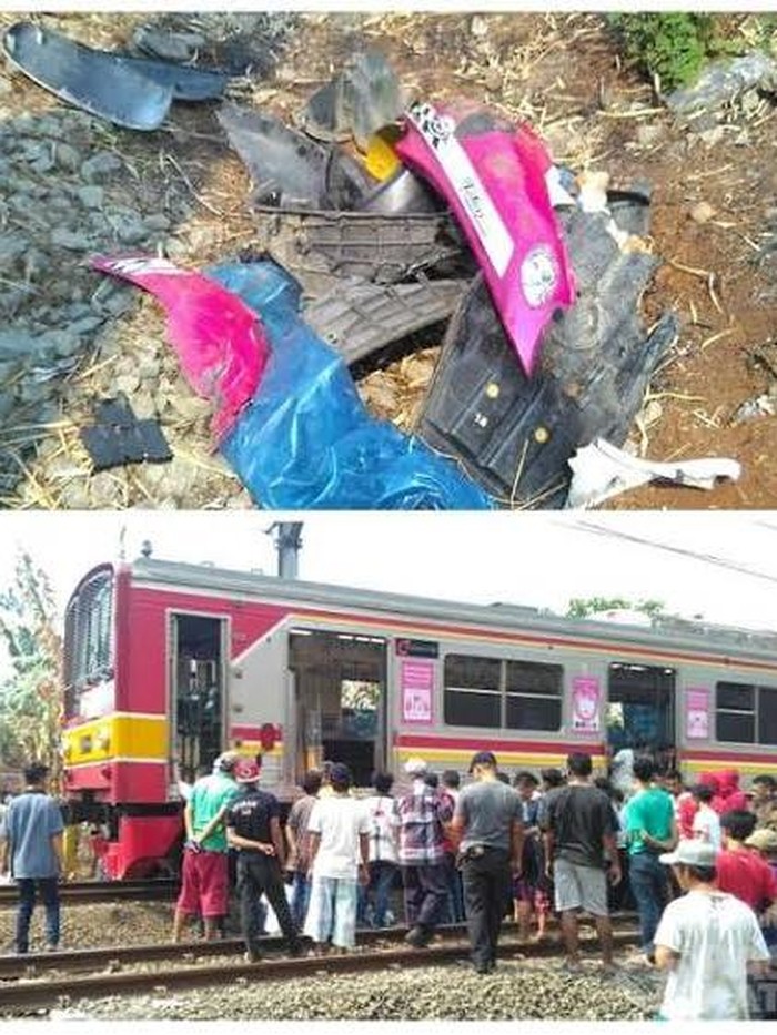 KRL Bertabrakan dengan Pemotor yang Lintasi Persimpangan Rawa Buntu Serpong