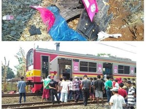 Pengendara yang Motornya Terjepit Roda KRL di Rawabuntu Serpong Kabur