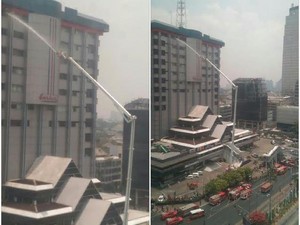 Momen Aksi Petugas Pemadam Kebakaran Padamkan Api di Gedung Sarinah