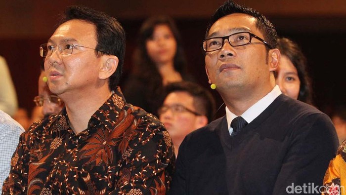 Wakil Gubernur DKI Jakarta Basuki Tjahaja Purnama (Ahok) dan Wali Kota Bandung Ridwan Kamil saat menghadiri acara bertajuk 