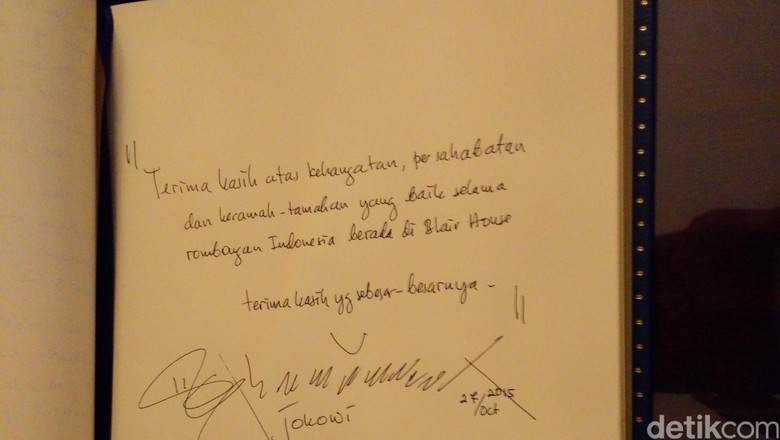Melihat Hubungan Indonesia-AS dari Tulisan Tangan Jokowi di Blair House Melihat Hubungan Indonesia-AS dari Tulisan Tangan Jokowi di Blair House
