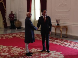 Jokowi Terima Kunjungan Wapres India di Istana Merdeka