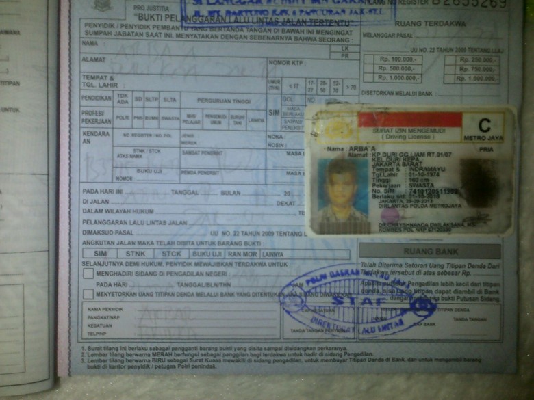 bukti tilang. Foto: dok. polisi bukti tilang. Foto: dok. polisi