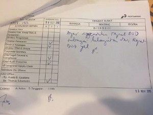 Tindak Lanjuti Katebelece, Bos Pertamina Buat Disposisi Rapat Dewan Direksi