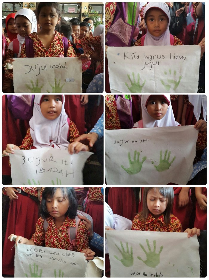 Ribuan Siswa SD di Bandung Cap 10 Jari Antikorupsi