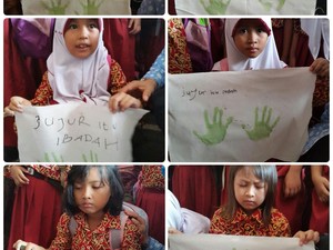 Ribuan Siswa SD di Bandung Cap 10 Jari Antikorupsi