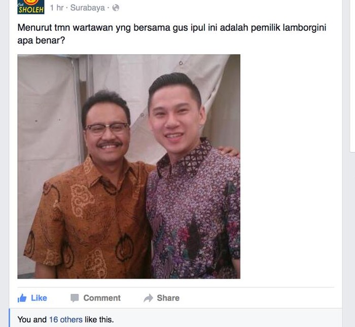 Canda Gus Ipul soal Beredarnya Foto dengan Wiyang Si Pengemudi Lamborghini