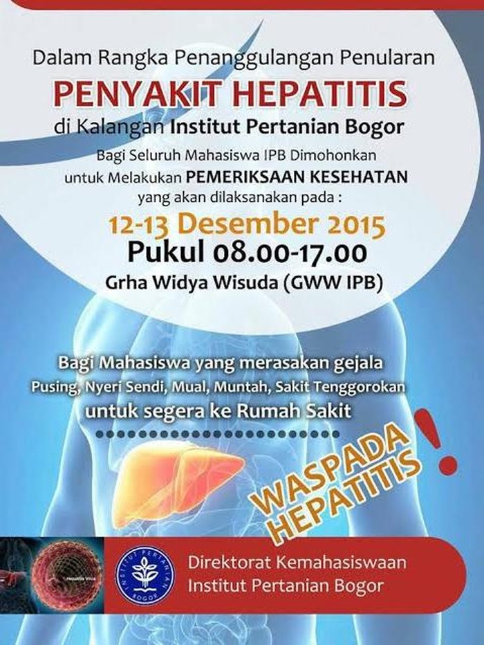Berlakukan KLB, IPB Data Mahasiswa yang Terjangkit Hepatitis