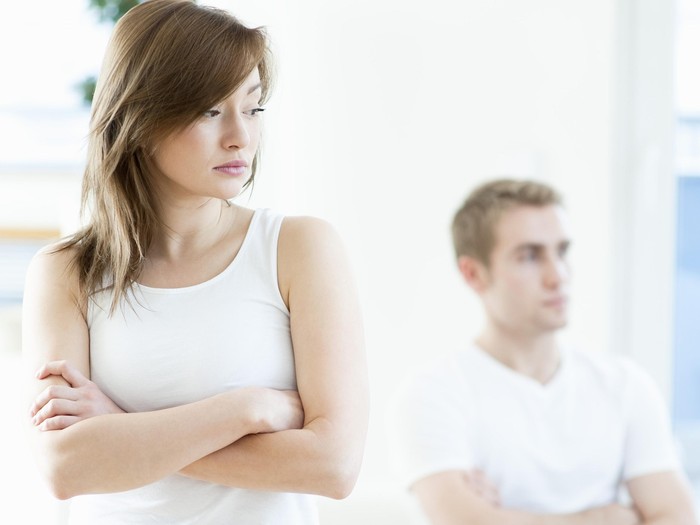 Couple arguing at restaurant