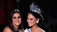 Pia nampak tak bisa menyembunyikan rasa terkejutnya. Ethan Miller/Getty Images/detikFoto.