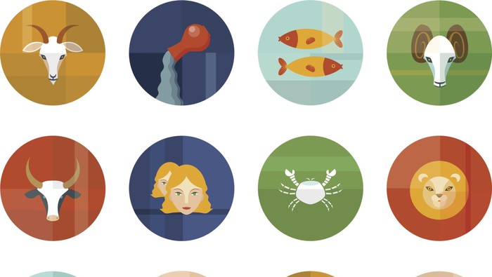 Set of Astrological Zodiac Symbols. Horoscope.
