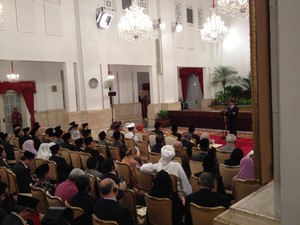 Jokowi-JK dan Para Menteri Peringati Maulid Nabi di Istana Negara