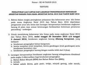 Ingat! Mulai Besok Hingga 3 Januari 2016, Truk Dilarang Lewat Jalan Raya