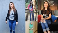 Menginjak usia 19 tahun, Irish Bella yang tampak dewasa masih tetap nyaman dengan gaya kasualnya bercelana jeans. (dok.detikHOT)
