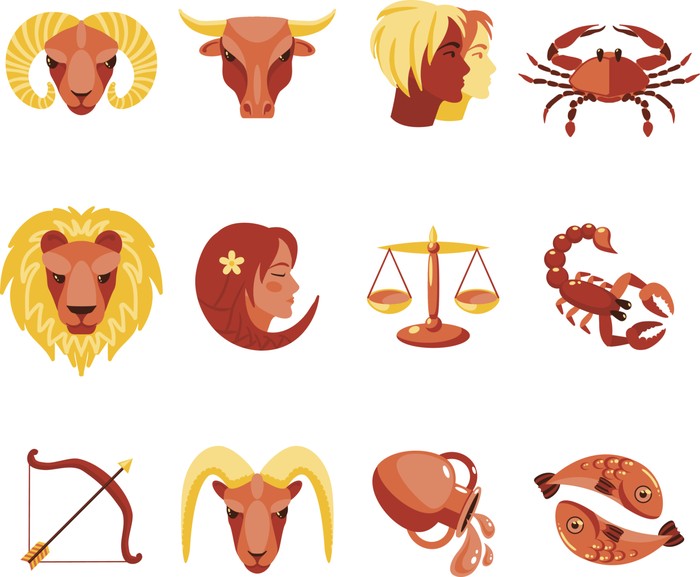 486002292 Zodiac icons set flat