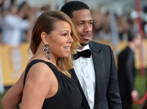 LOS ANGELES, CA - JANUARY 18:  Singer Mariah Carey (L) and TV personality Nick Cannon attend the 20th Annual Screen Actors Guild Awards at The Shrine Auditorium on January 18, 2014 in Los Angeles, California.  (Photo by Alberto E. Rodriguez/Getty Images)