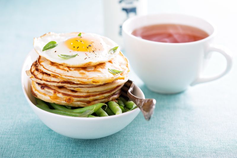 Savory cheese pancakes with egg