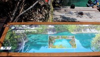 Papan petunjuk tentang Laguna Bintang yang berada di dermaga Painemu. Dijelaskan kalau Laguna Bintang merupakan salah satu objek wisata karst di kawasan Painemu (Randy/detikTravel)