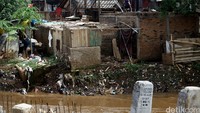 Rumah yang terkena dampak normalisasi Sungai Ciliwung itu terletak di seberang Kampung Pulo.