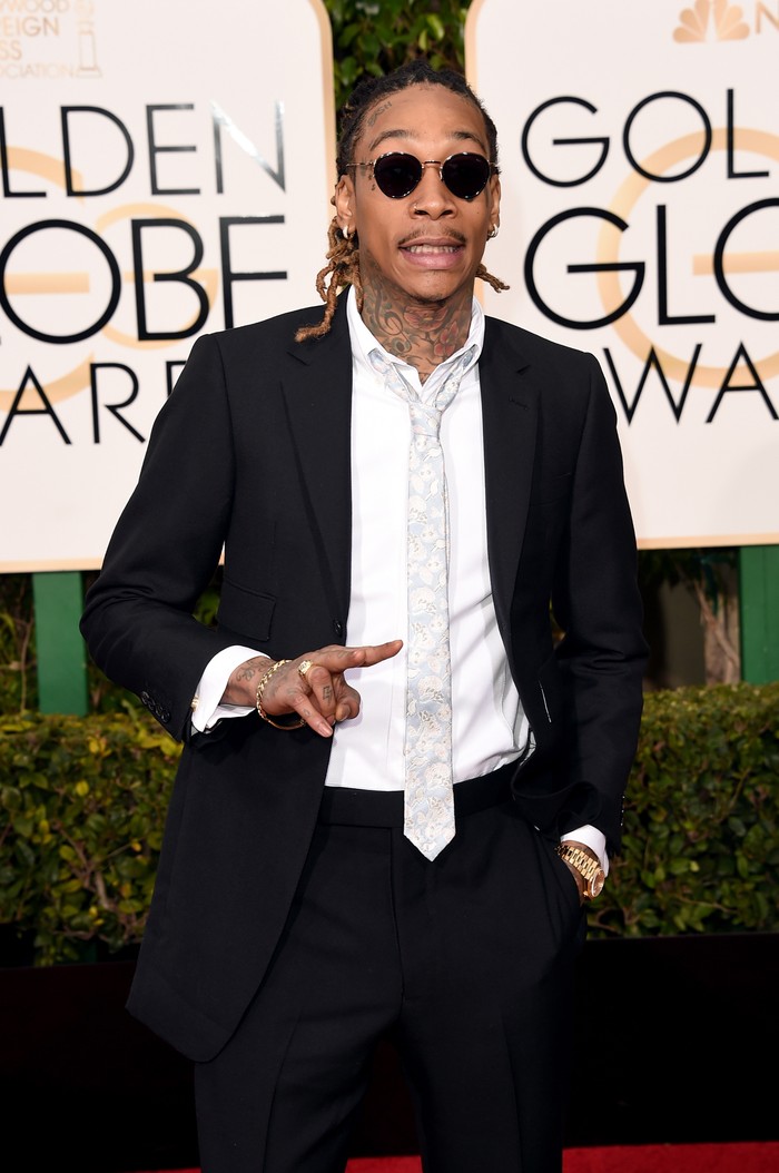 BEVERLY HILLS, CA - JANUARY 10:  Rapper Wiz Khalifa attends the 73rd Annual Golden Globe Awards held at the Beverly Hilton Hotel on January 10, 2016 in Beverly Hills, California.  (Photo by Jason Merritt/Getty Images)