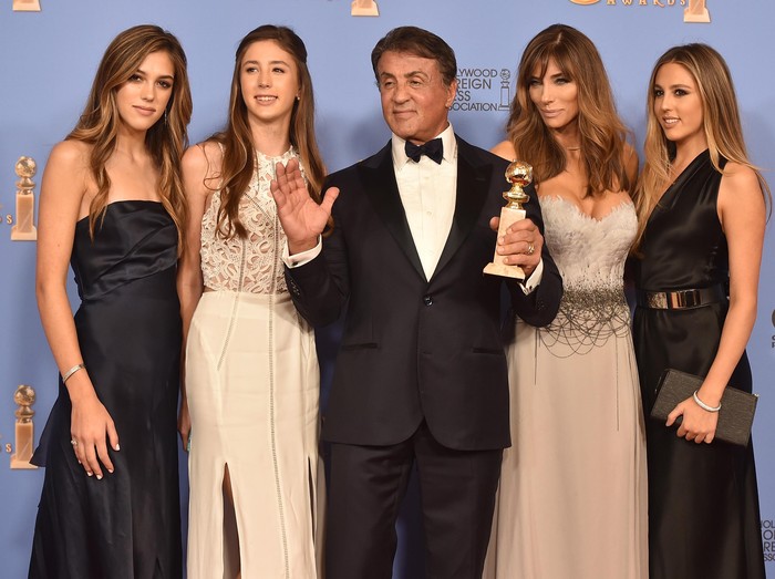 sylvester stallone LOS ANGELES, CA - FEBRUARY 10: Actor Sylvester Stallone (center) and his daughters Sistine Stallone (L) and Sophia Stallone (R) attend Saint Laurent at the Palladium on February 10, 2016 in Los Angeles, California for the Saint Laurent Los Angeles show. (Photo by Larry Busacca/Getty Images for SAINT LAURENT)