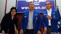 (Kiri ke kanan) Ketua DPP PAN Noviantika Nasution, Wakil Ketua Umum PAN Bara Hasibuan, dan Sekjen DPP PAN Eddy Soeparno memberikan keterangan pers di kantor DPP PAN, Jakarta Selatan, Kamis (14/1/2016). Pool/Lamhot Aritonang/detikFoto.