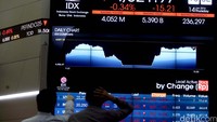 Pada perdagangan sesi I, IHSG ditutup anjlok 77,859 poin (1,72%) ke 4.459,320. Sementara indeks LQ45 ditutup merosot 17,830 poin (2,25%) ke 775.471.