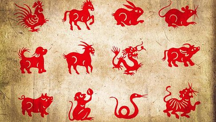Animal of the chinese zodiac, sepia textured paper background