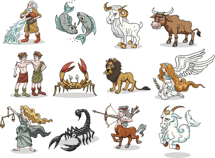 Group 12 Funny cartoons of Zodiac symbols