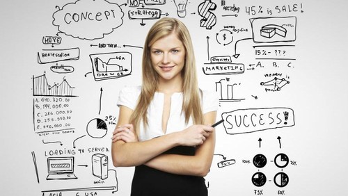 ilustrasi fokus pengusaha wanita muda