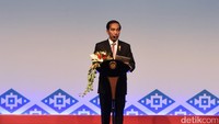 Presiden Joko Widodo (Jokowi) memberikan sambutan. Kris/Setpres/detikFoto.