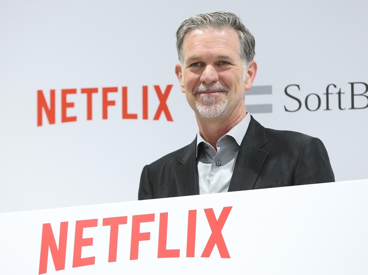 CEO Netflix Reed Hastings TOKYO, JAPAN - SEPTEMBER 02: Reed Hastings, founder and CEO of Netflix Inc. attends the launch event for Netflix service in Japan at SoftBank Ginza store on September 2, 2015 in Tokyo, Japan. Netflix Inc. partnered with Japans SoftBank Group Corp. for the Japan launch of its video-streaming service on September 2, 2015. (Photo by Ken Ishii/Getty Images)