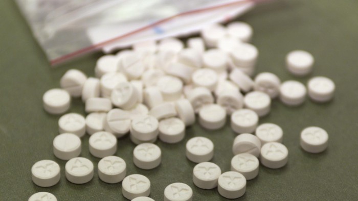 374544 02: A small bag of the drug Ecstasy is displayed July 26, 2000 at the U.S. Customs House in Los Angeles as part of 2.1 million tablets of the drug seized by customs agents earlier in the day. The drugs have an estimated street value of $40 million. The seizure of the drugs at Los Angeles International Airport marked the high point of a 10-month investigation by the Southwest Border Initiative a multi-agency task force. Officials said it was the biggest Ecstasy haul in history. (Photo courtesy of U.S. Customs/Newsmakers)